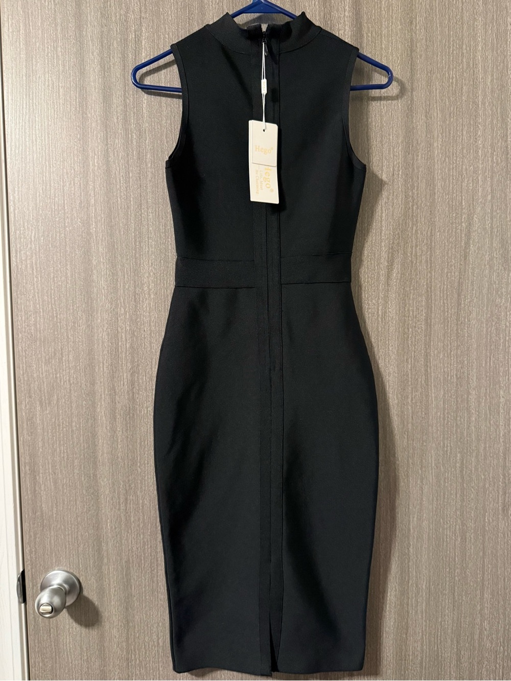 Hego Black Sleeveless Midi Dress with High Neck